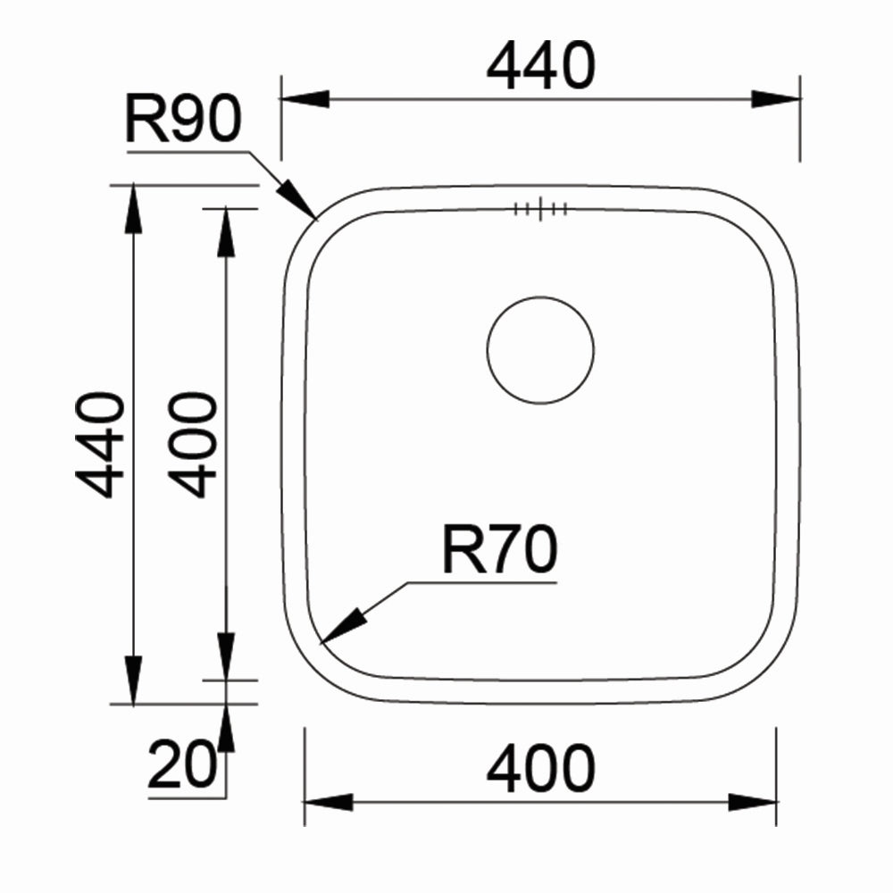 Inox sudopera RODI BAHIA Sjaj - 400x400x200