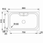 Inox sudopera RODI BIG ONE Sjaj - 860x510x220