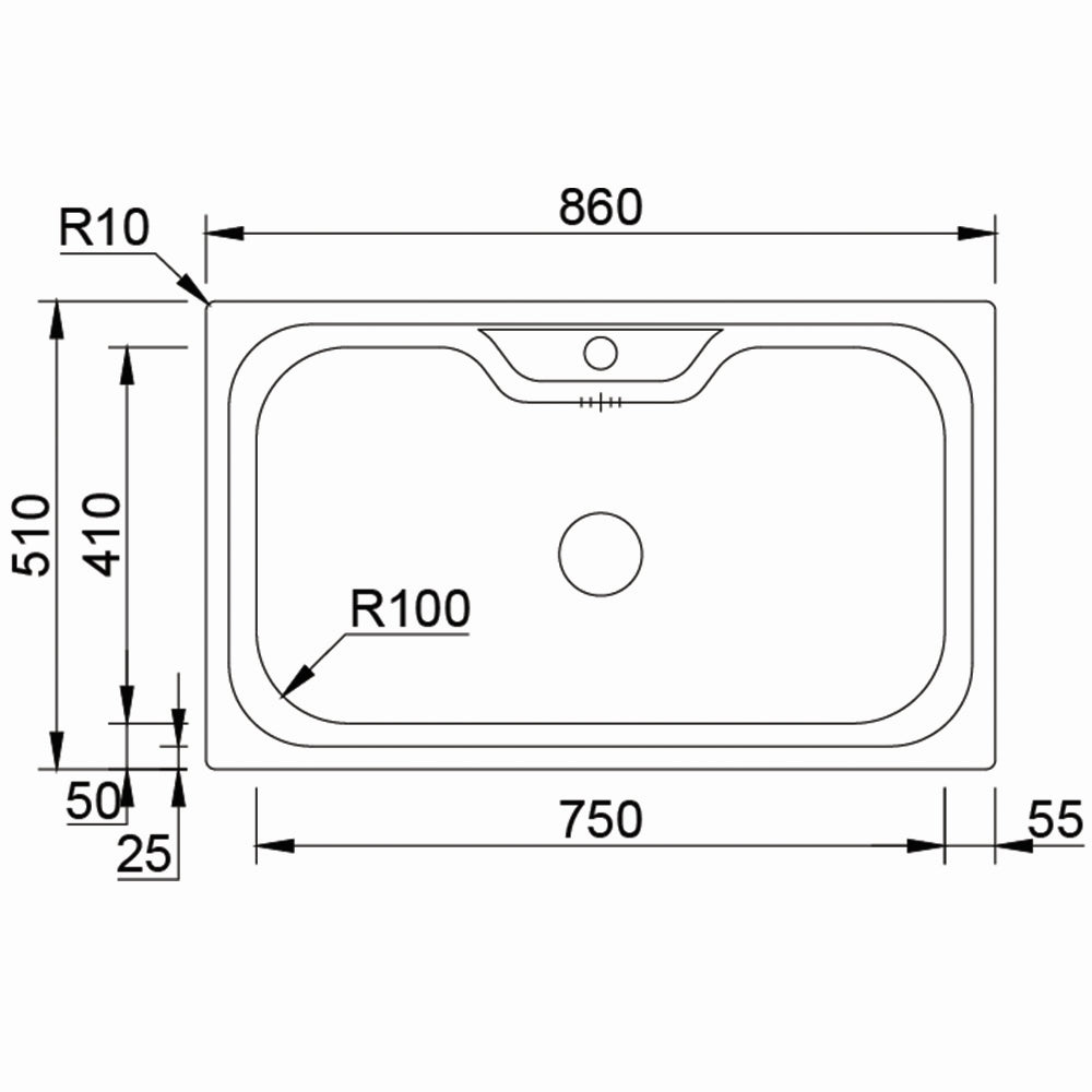 Inox sudopera RODI BIG ONE Sjaj - 860x510x220