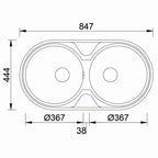 Inox sudopera RODI DUETO Mat - 840x440x145