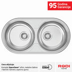 Inox sudopera RODI DUETO Mat - 840x440x145