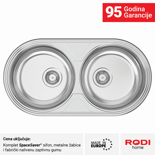 Inox sudopera RODI DUETO Mat - 840x440x145