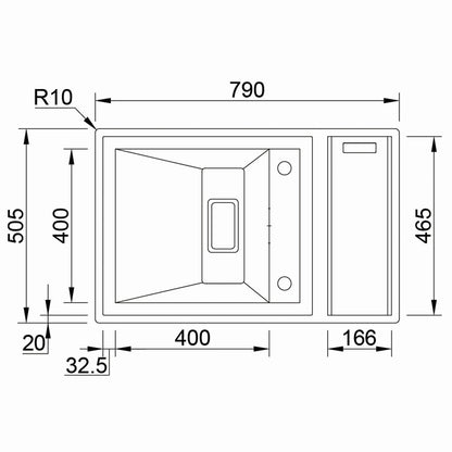 Inox sudopera RODI INVICTUS 79 Saten + slavina - 790x505x200