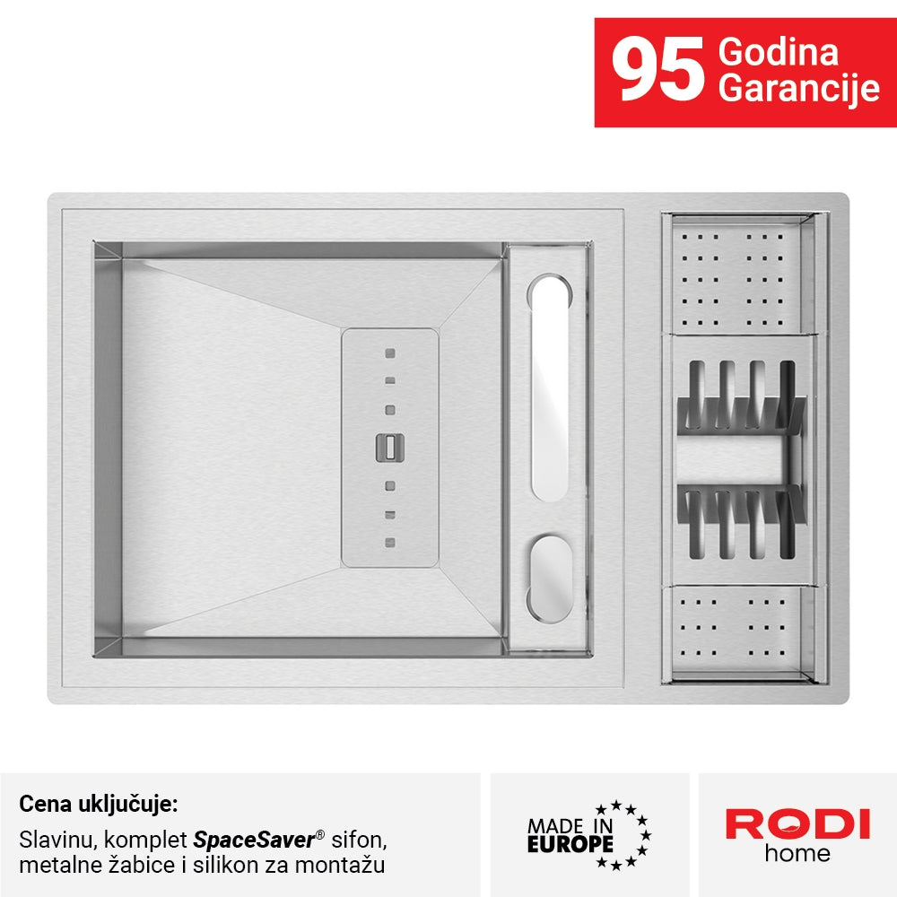 Inox sudopera RODI INVICTUS 79 Saten + slavina - 790x505x200