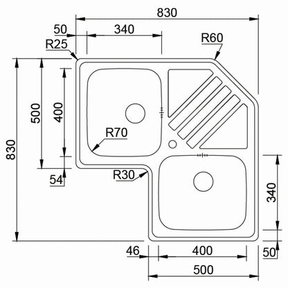 Inox sudopera RODI KEPPLER BB Sjaj - 830x830x200