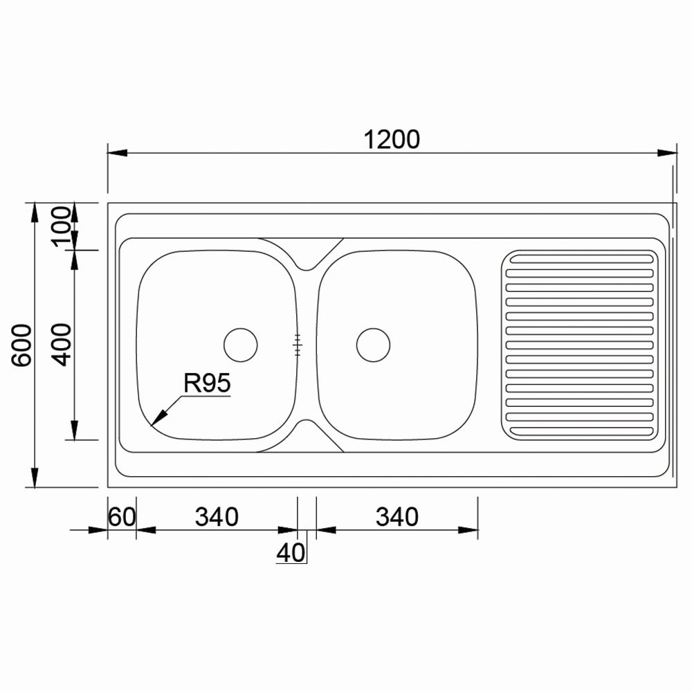 Inox sudopera RODI NASADNA UNIVERZALNA BBE Mat - 1200x600x145