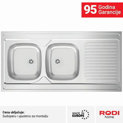 Inox sudopera RODI NASADNA UNIVERZALNA BBE Mat - 1200x600x145