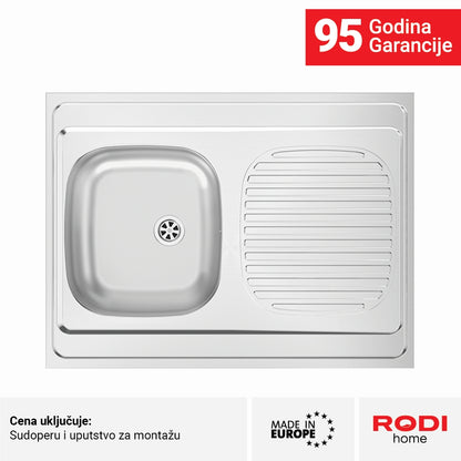 Inox sudopera RODI NASADNA UNIVERZALNA Mat - 800x600x145