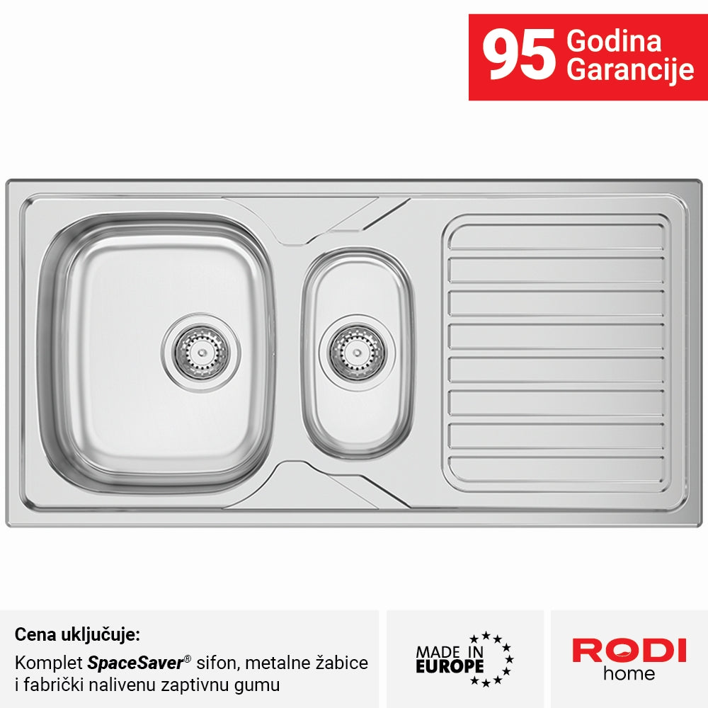 Inox sudopera RODI OKIO LINE 100 Flat Mat - 1000x500x160