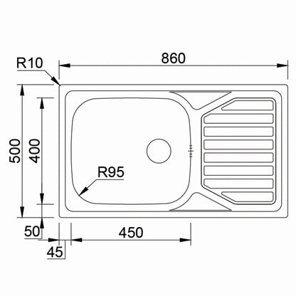 Inox sudopera RODI OKIO LINE 103 Flat Mat - 860x500x160