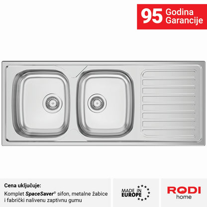 Inox sudopera RODI OKIO LINE 120 Flat Mat - 1200x500x150