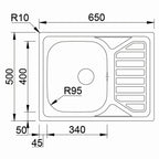 Inox sudopera RODI OKIO LINE 65 Flat Mat -650x500x160