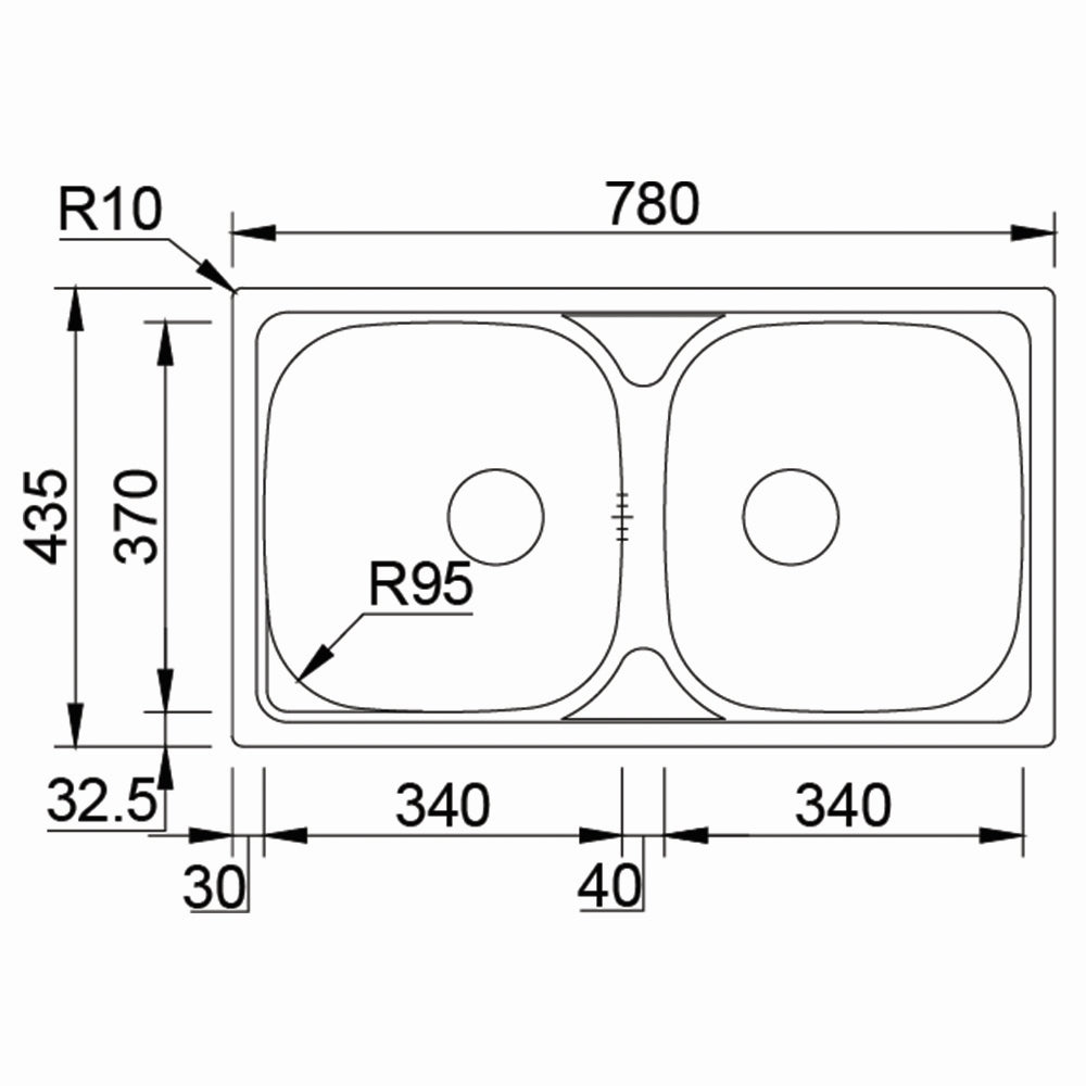 Inox sudopera RODI OKIO LINE 78 Duo Mat - 780x435x140