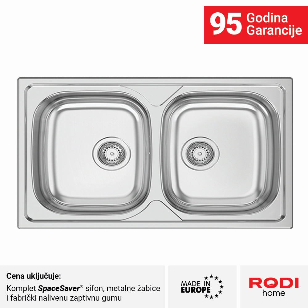 Inox sudopera RODI OKIO LINE 78 Duo Mat - 780x435x140