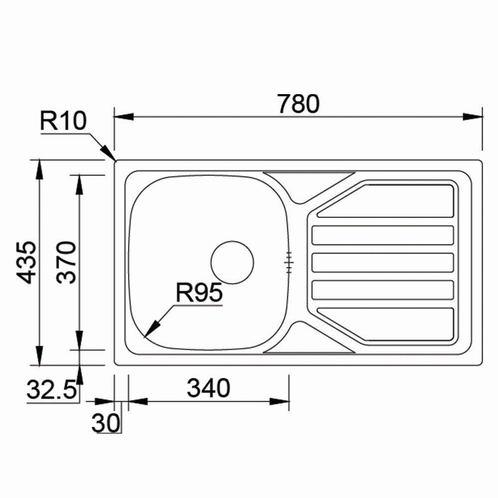 Inox sudopera RODI OKIO LINE 78 Flat Mat - 780x435x140