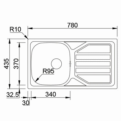 Inox sudopera RODI OKIO LINE 78 Flat Mat - 780x435x140