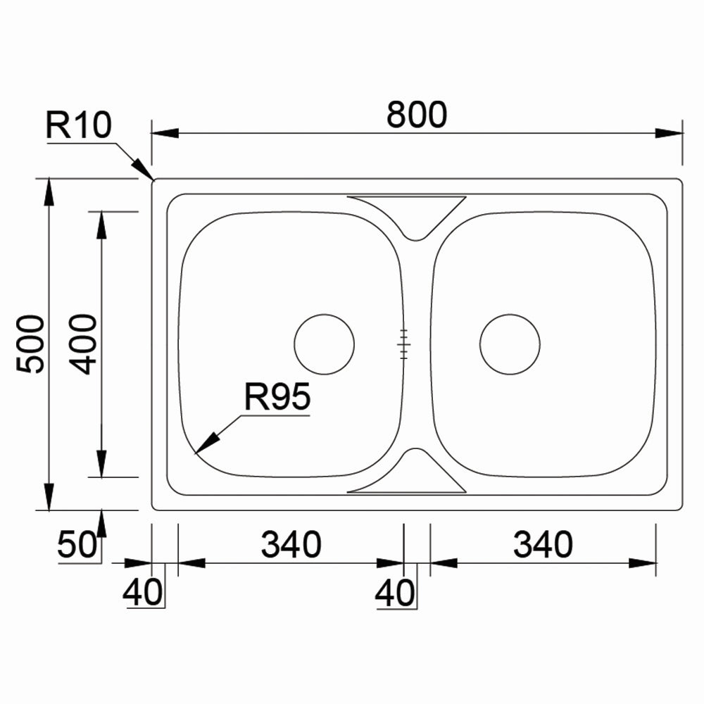 Inox sudopera RODI OKIO LINE 80 BB Mat - 800x500x160