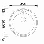 Inox sudopera RODI PIO REDONDO Mat - fi510x175