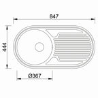 Inox sudopera RODI SEMI DUETO Mat - 840x440x145