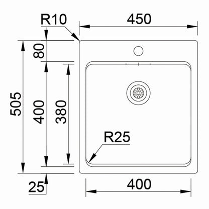 Inox sudopera RODI UNA 46 Saten + Bamboo - 450x505x200