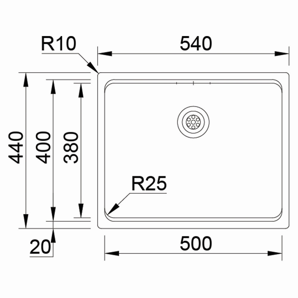 Inox sudopera RODI UNA 50 Saten + Bamboo - 540x440x200