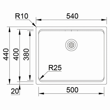 Inox sudopera RODI UNA 50 Saten + Bamboo - 540x440x200