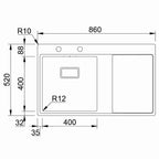 Inox sudopera RODI XERON 86D Saten - 860x520x200
