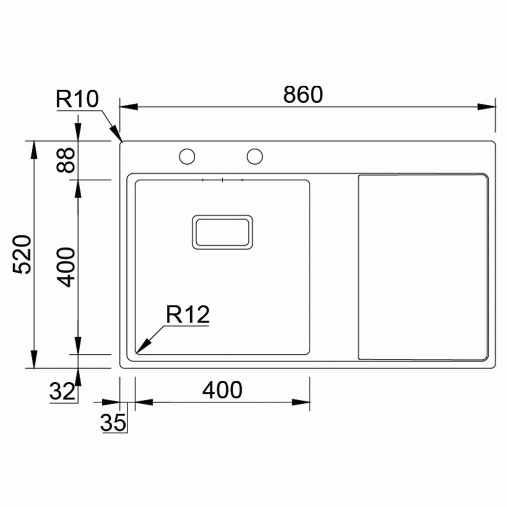 Inox sudopera RODI XERON 86D Saten - 860x520x200