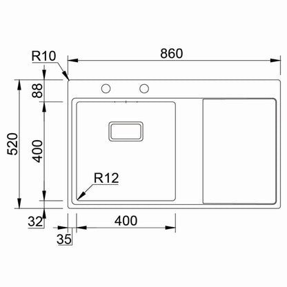 Inox sudopera RODI XERON 86D Saten - 860x520x200