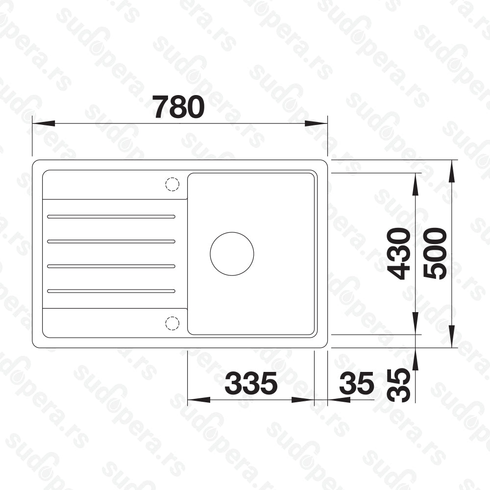 Granitna sudopera Blanco Silgranit LEGRA 45 S + drvena daska - 780x500x190