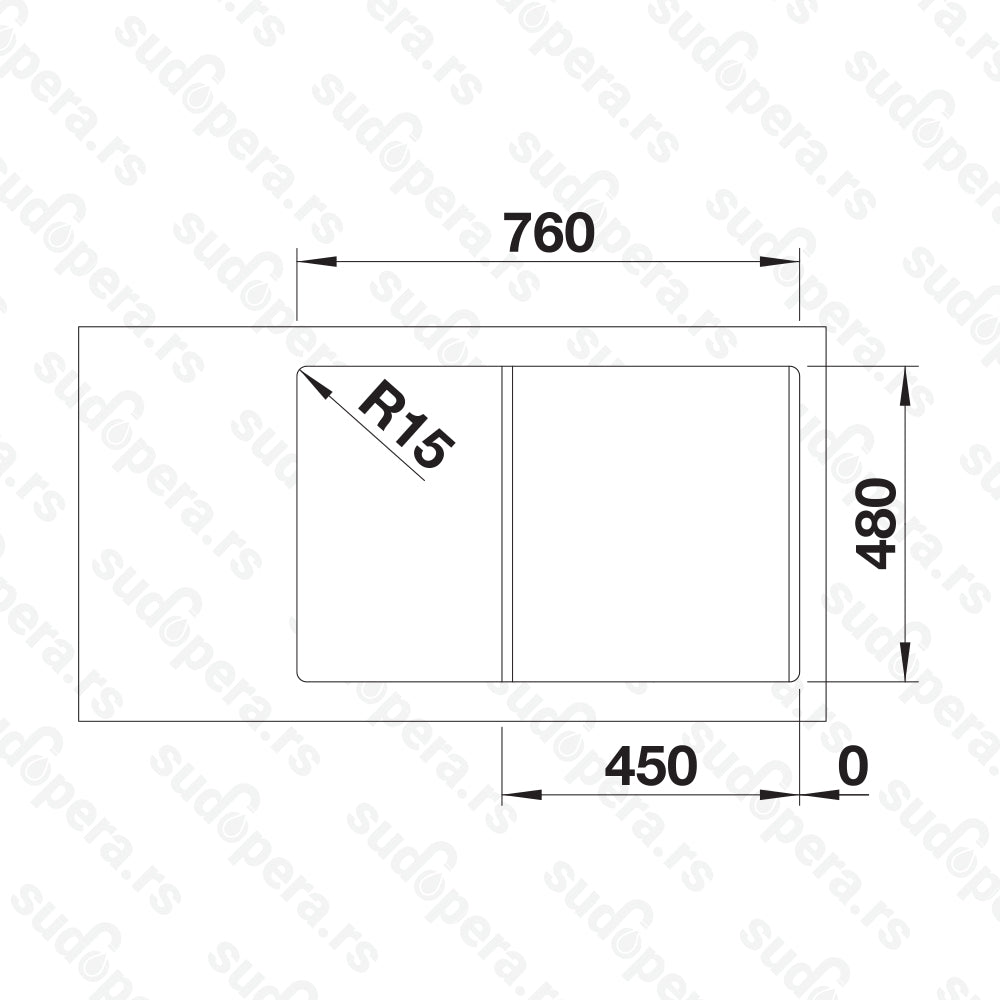 Granitna sudopera Blanco Silgranit LEGRA 45 S + drvena daska - 780x500x190