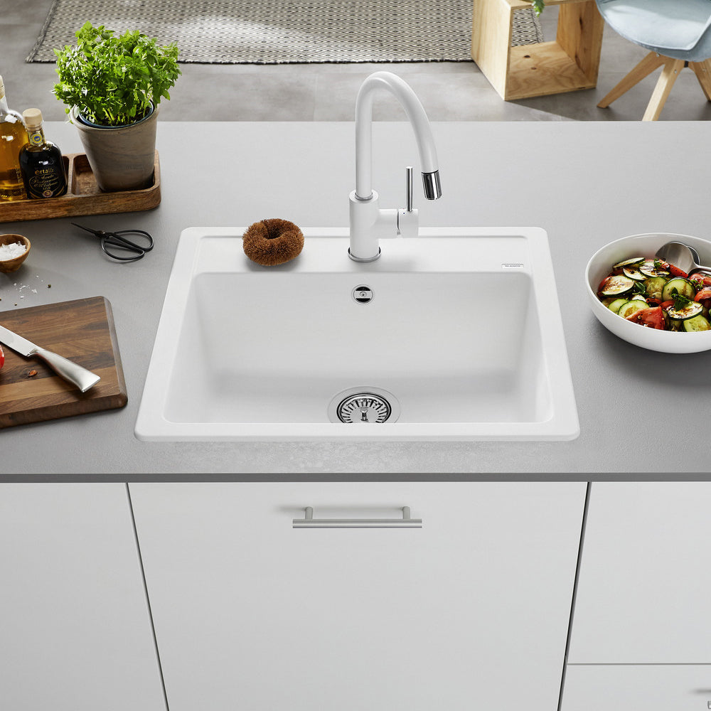 Granitna sudopera Blanco Silgranit LEGRA 6 + drvena daska - 585x500x190