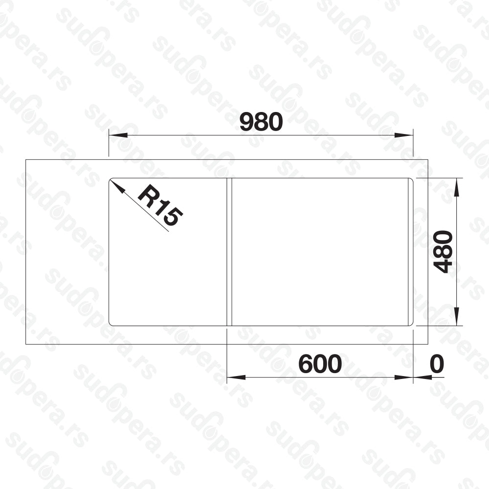 Granitna sudopera Blanco Silgranit LEGRA 6 S + drvena daska - 1000x500x190