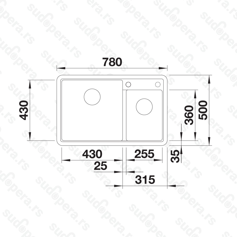Granitna sudopera Blanco Silgranit LEGRA 8 + drvena daska - 780x500x190