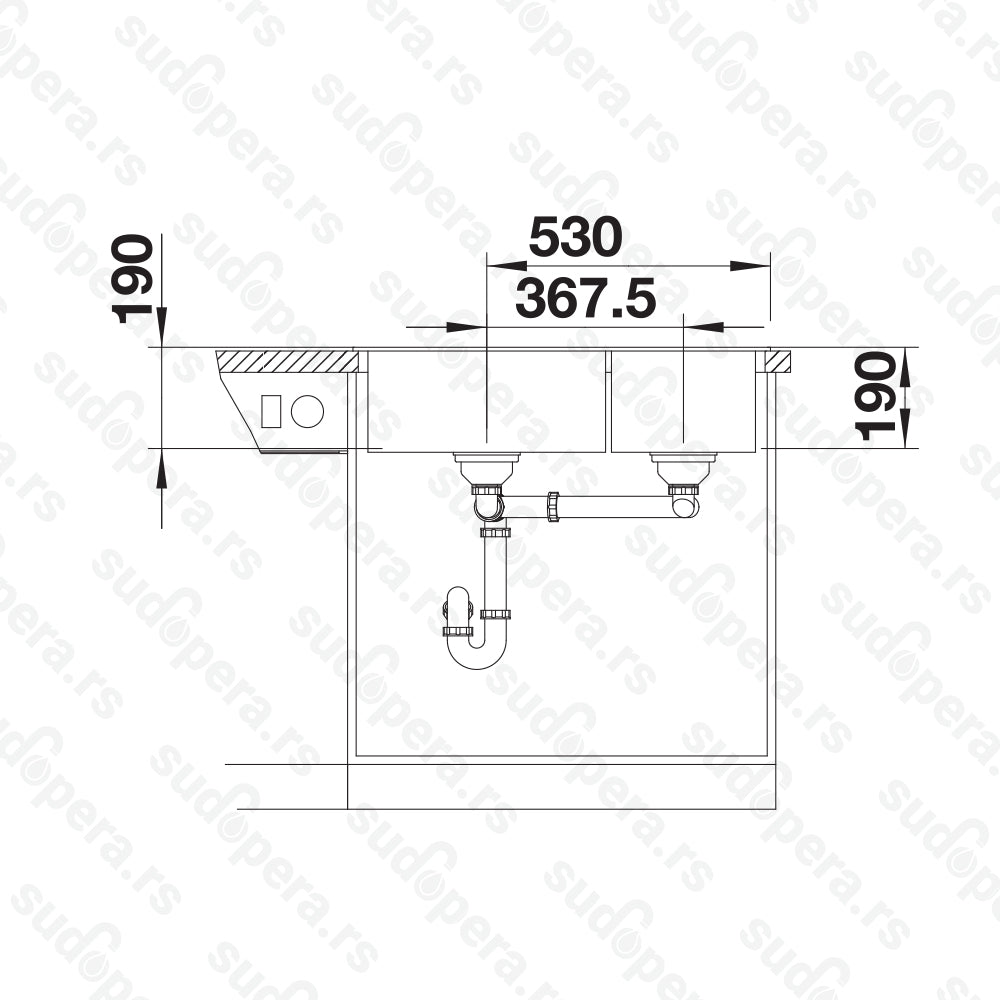 Granitna sudopera Blanco Silgranit LEGRA 8 + drvena daska - 780x500x190