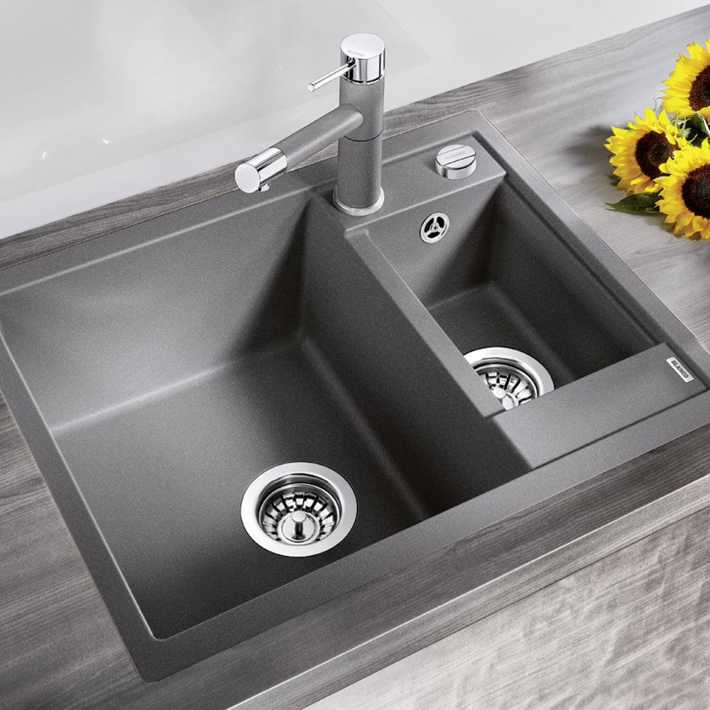 Granitna sudopera Blanco Silgranit METRA 6 + drvena daska - 615x500x190