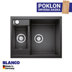 Granitna sudopera Blanco Silgranit METRA 6 + drvena daska - 615x500x190