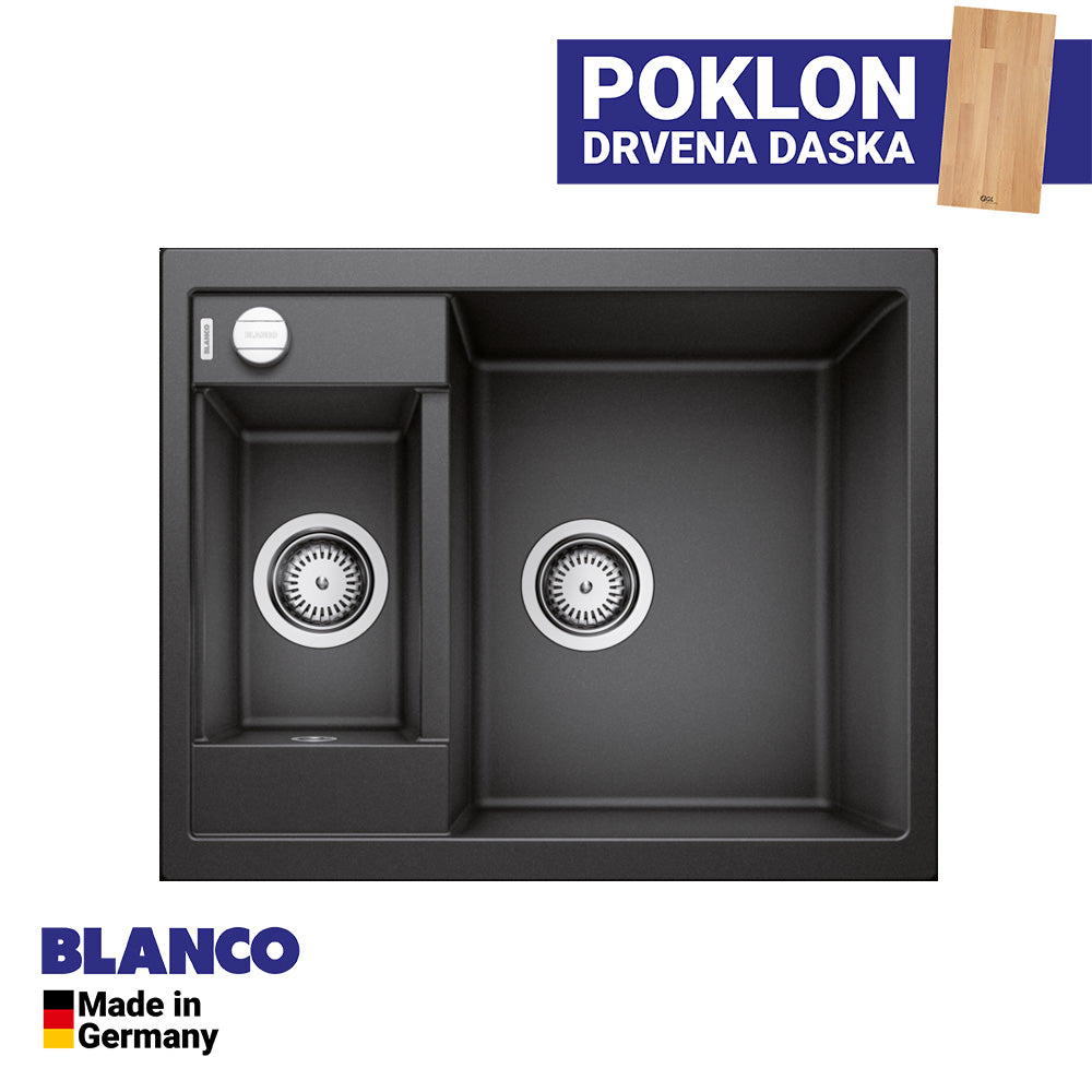 Granitna sudopera Blanco Silgranit METRA 6 + drvena daska - 615x500x190