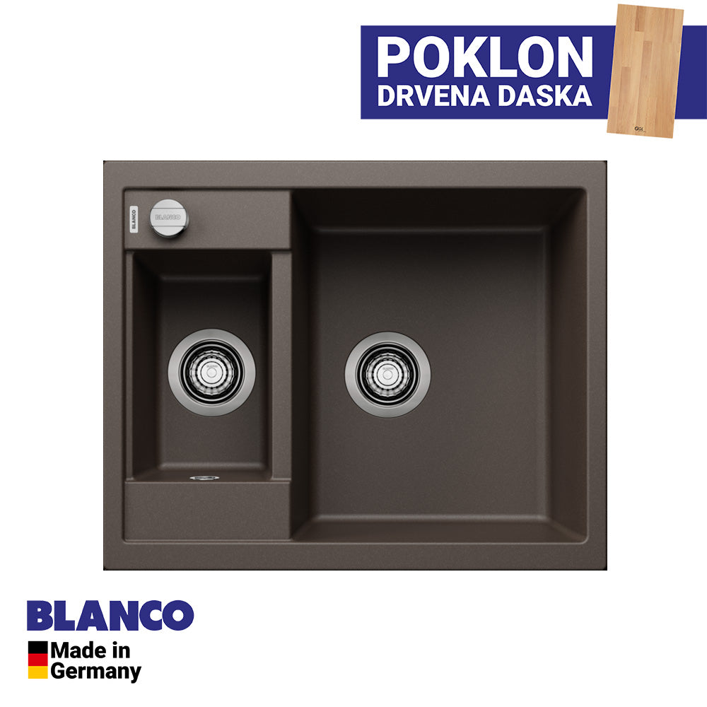 Granitna sudopera Blanco Silgranit METRA 6 + drvena daska - 615x500x190