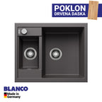Granitna sudopera Blanco Silgranit METRA 6 + drvena daska - 615x500x190