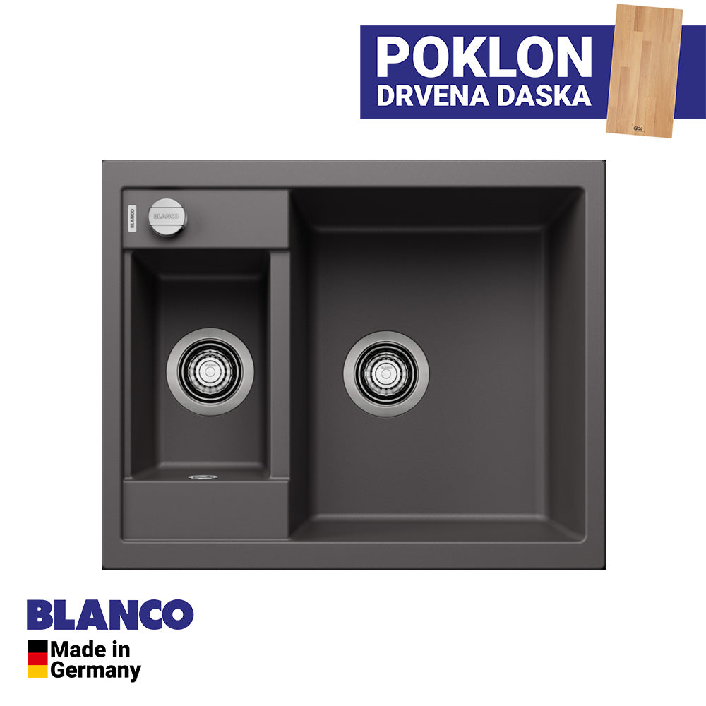 Granitna sudopera Blanco Silgranit METRA 6 + drvena daska - 615x500x190