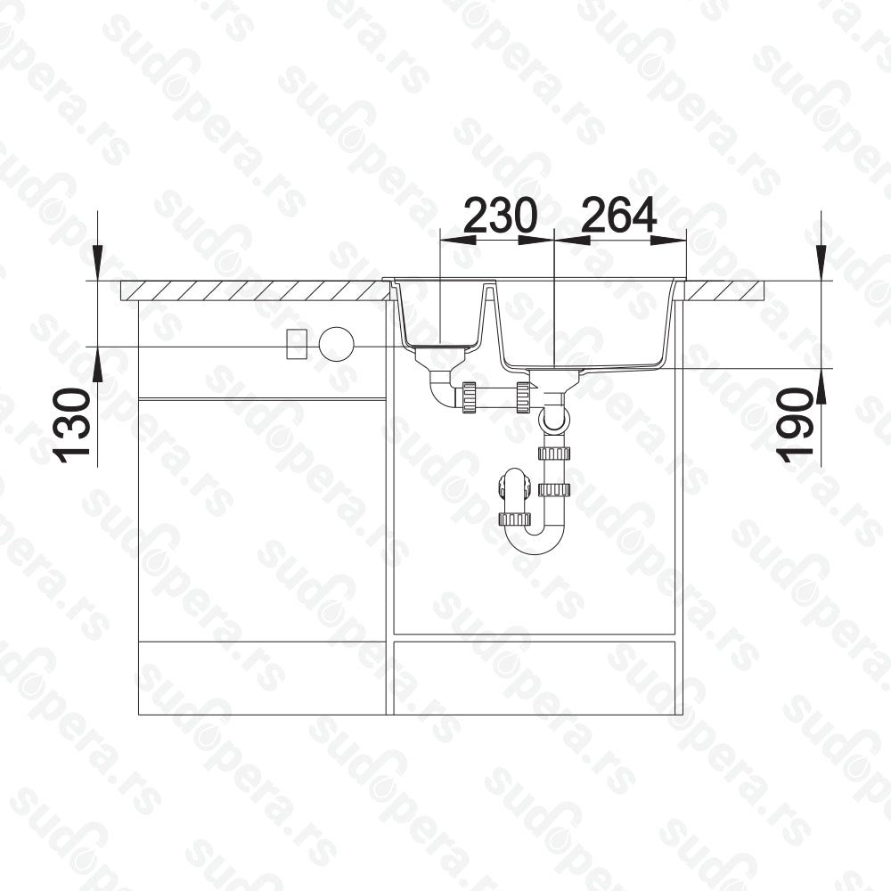 Granitna sudopera Blanco Silgranit METRA 6 + drvena daska - 615x500x190