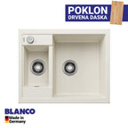 Granitna sudopera Blanco Silgranit METRA 6 + drvena daska - 615x500x190