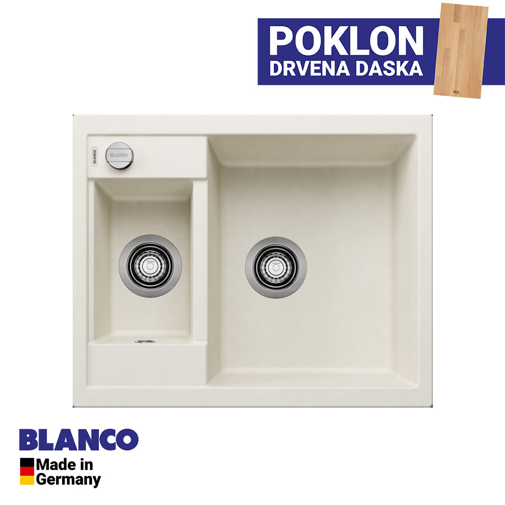 Granitna sudopera Blanco Silgranit METRA 6 + drvena daska - 615x500x190