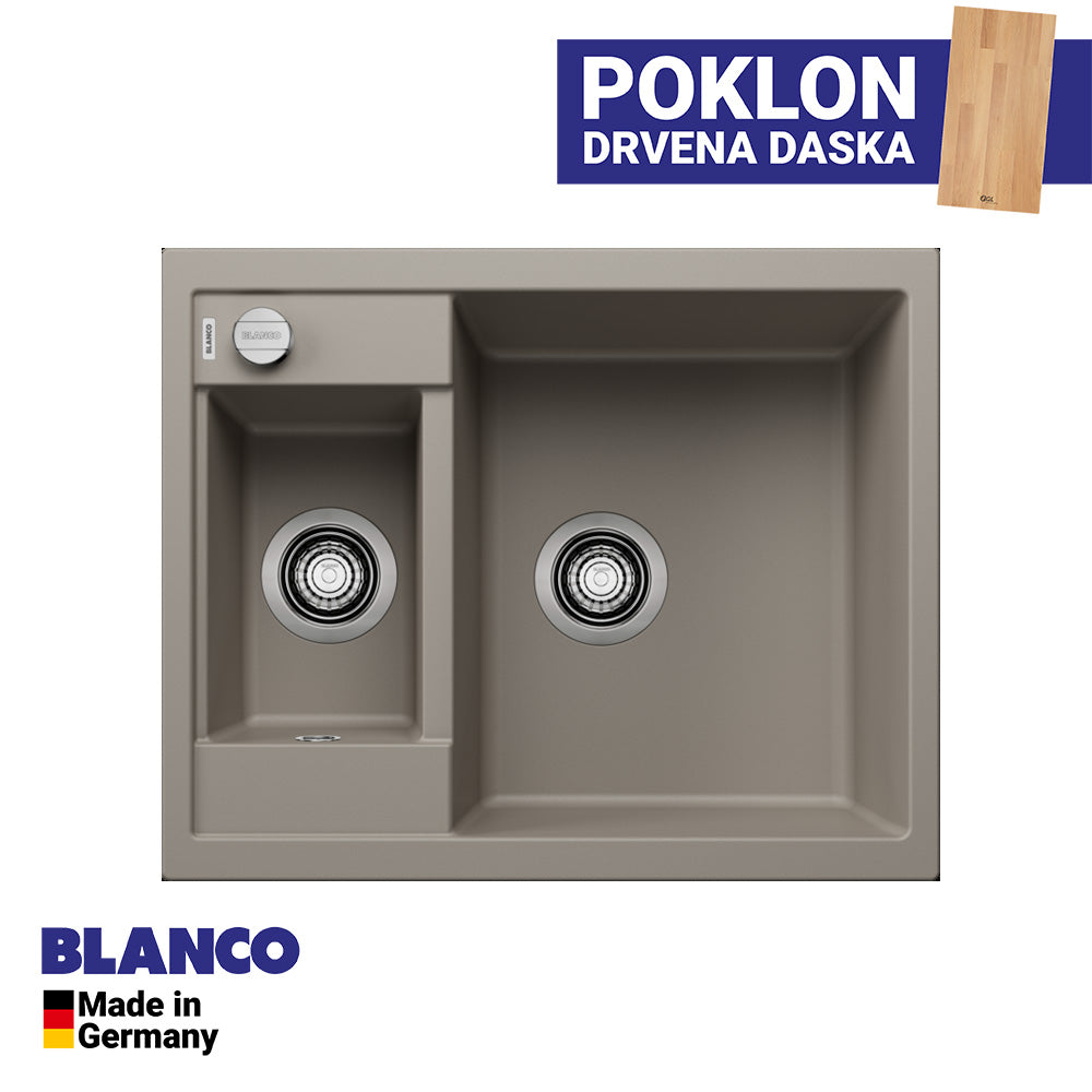 Granitna sudopera Blanco Silgranit METRA 6 + drvena daska - 615x500x190