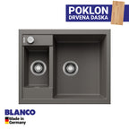 Granitna sudopera Blanco Silgranit METRA 6 + drvena daska - 615x500x190