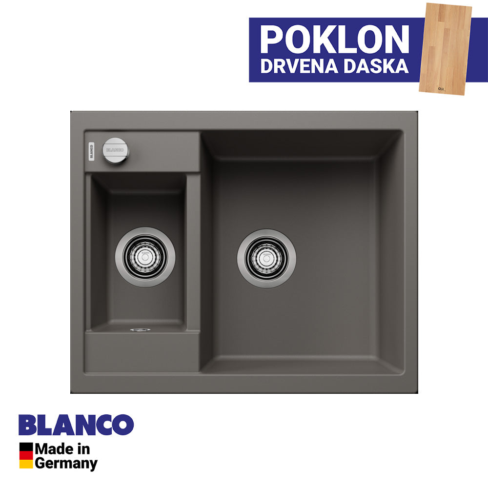 Granitna sudopera Blanco Silgranit METRA 6 + drvena daska - 615x500x190