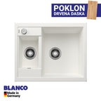 Granitna sudopera Blanco Silgranit METRA 6 + drvena daska - 615x500x190