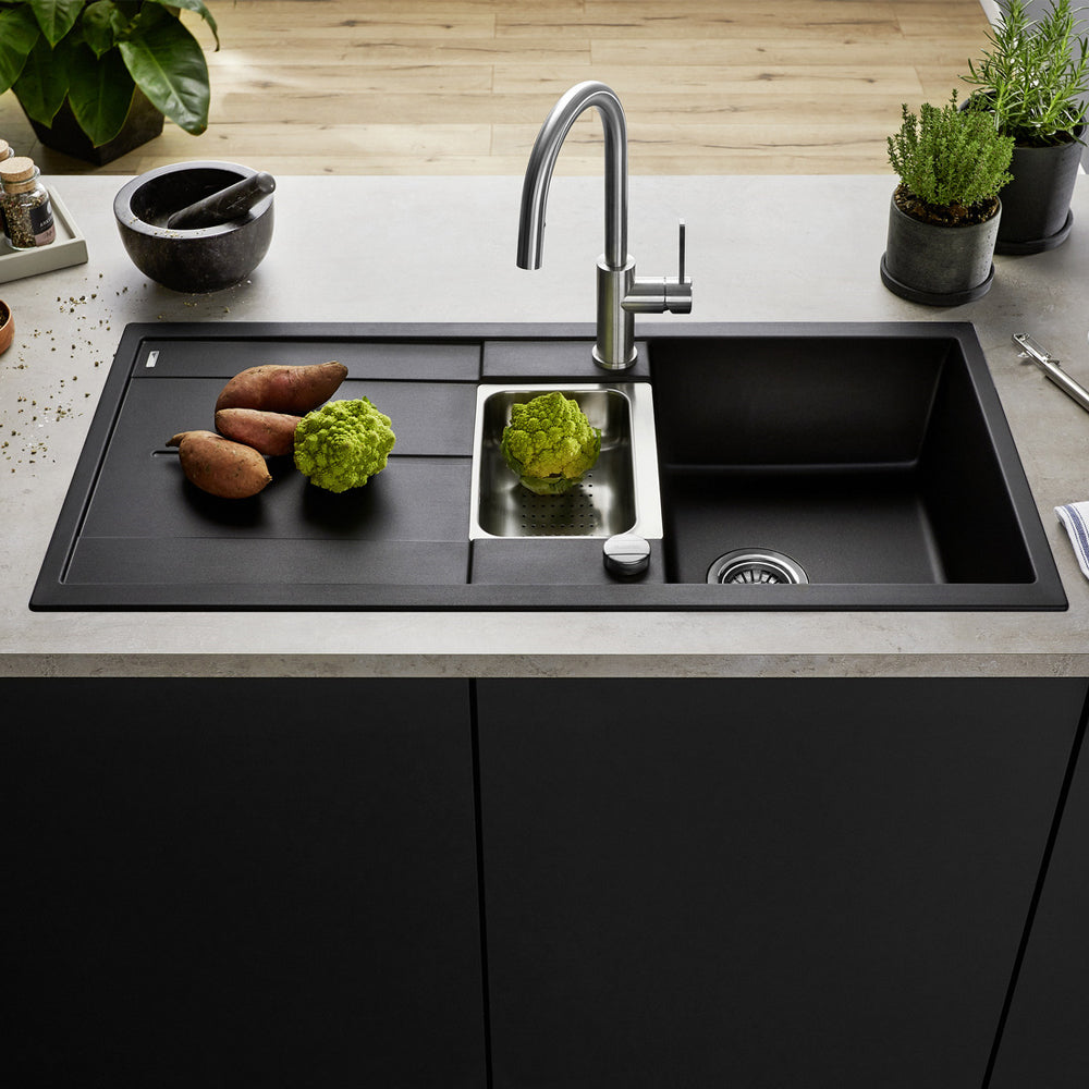 Granitna sudopera Blanco Silgranit METRA 6 S + drvena daska - 1000x500x190