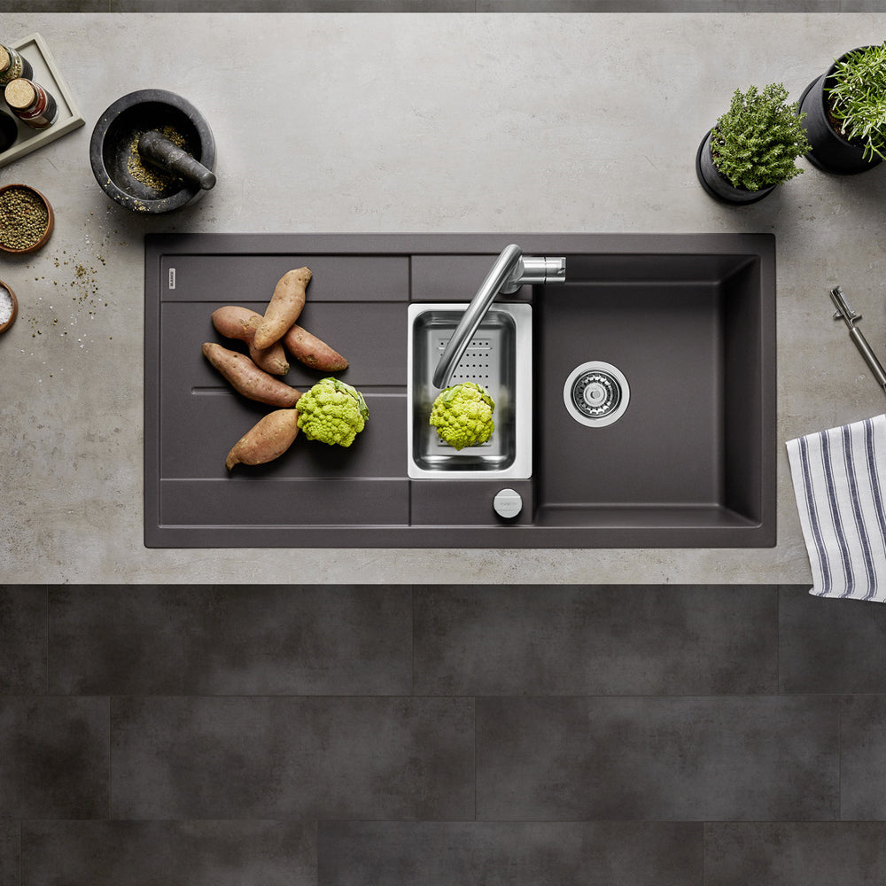 Granitna sudopera Blanco Silgranit METRA 6 S + drvena daska - 1000x500x190